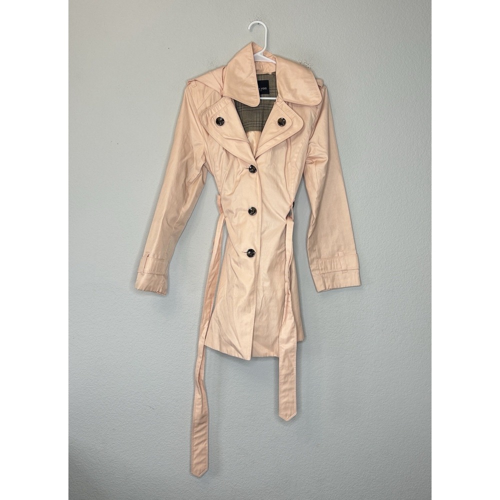 VTG London Fog Pale Pink Trench Coat Women's Size M Belted Rain Jacket RN 142536